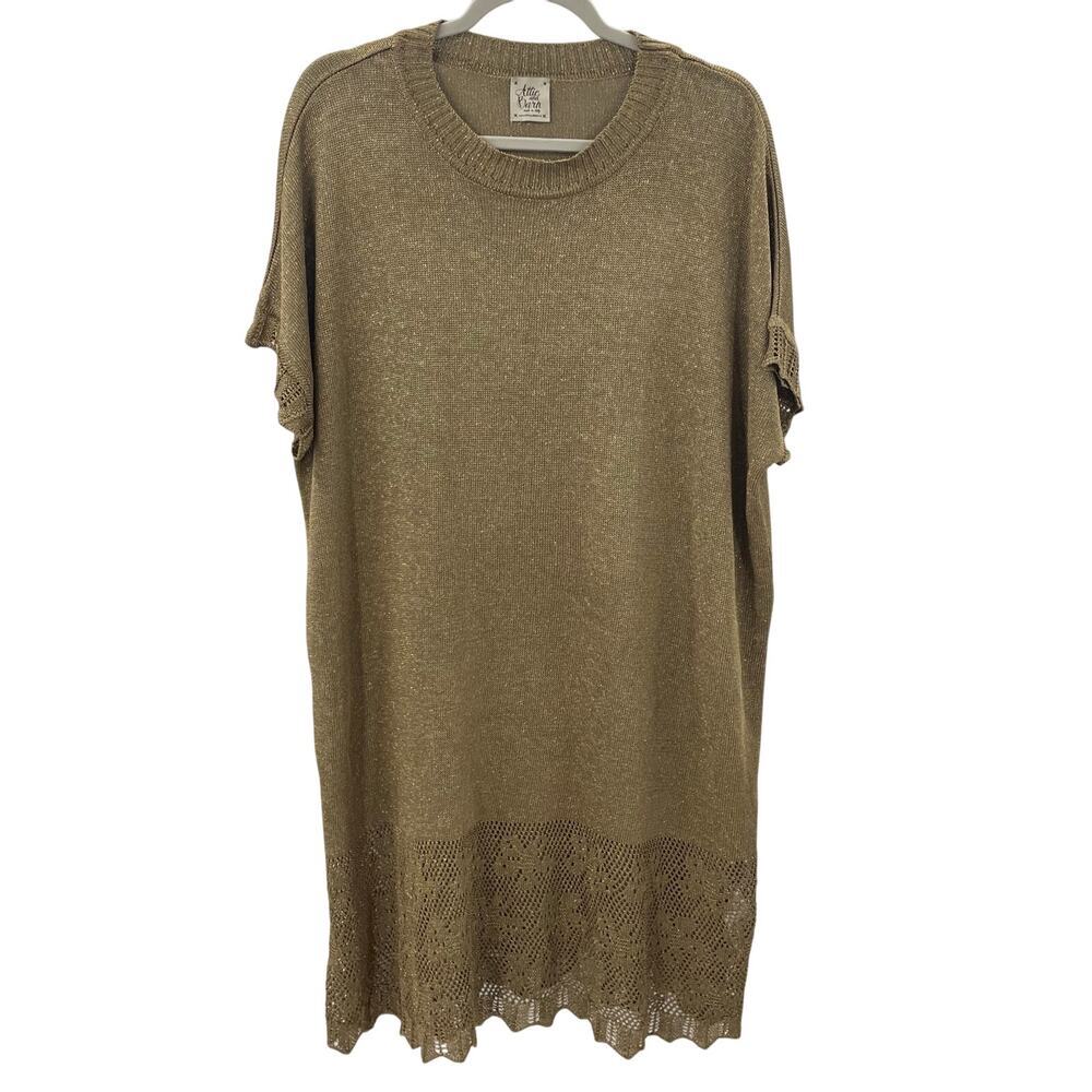 Attic And Barn M / L Metallic Shimmer Dress Short Sleeve Knit